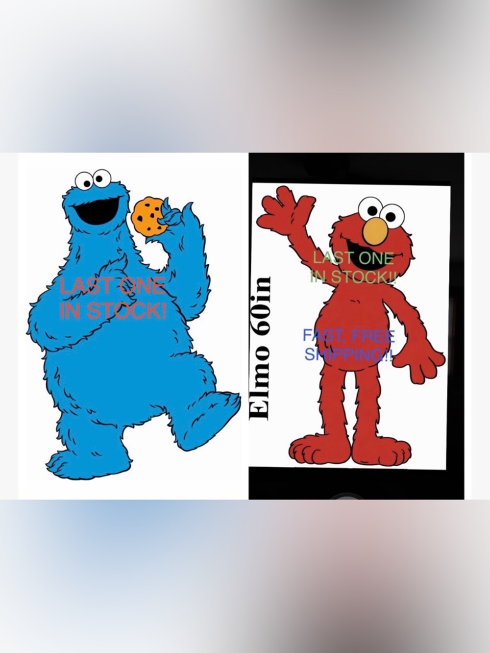 Cookie Monster AND Elmo LIFE SIZE Cardboard Cutout with Free Shipping